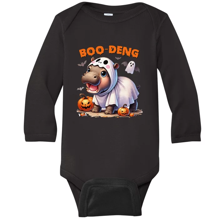 Halloween Boo Deng Moo Deng Hippo Cute Baby Long Sleeve Bodysuit