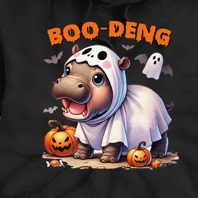 Halloween Boo Deng Moo Deng Hippo Cute Tie Dye Hoodie