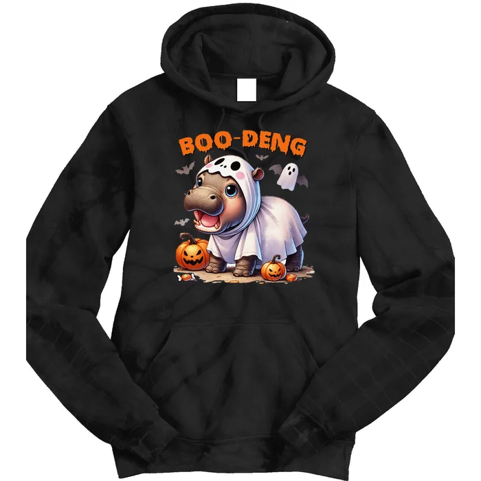 Halloween Boo Deng Moo Deng Hippo Cute Tie Dye Hoodie