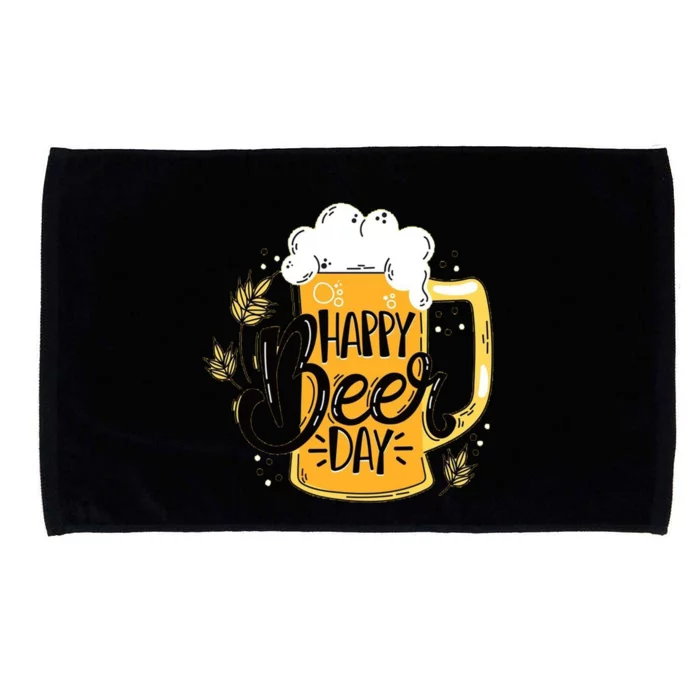 Happy Beer Day Funny Drinking Gift Microfiber Hand Towel