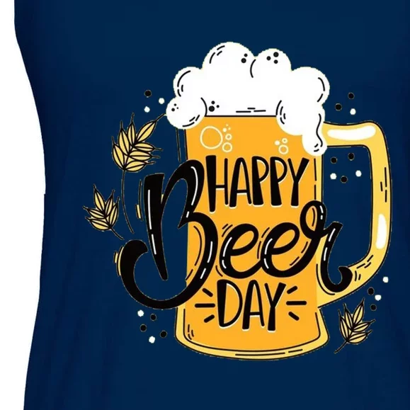 Happy Beer Day Funny Drinking Gift Ladies Essential Flowy Tank