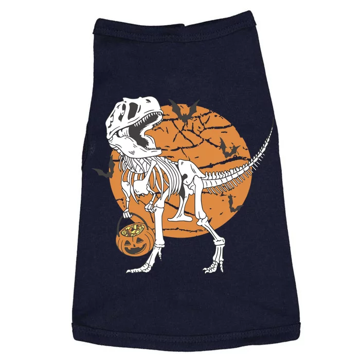 Halloween Boy Dinosaur Skeleton T Rex Scary Pumpkin Moon Doggie Tank