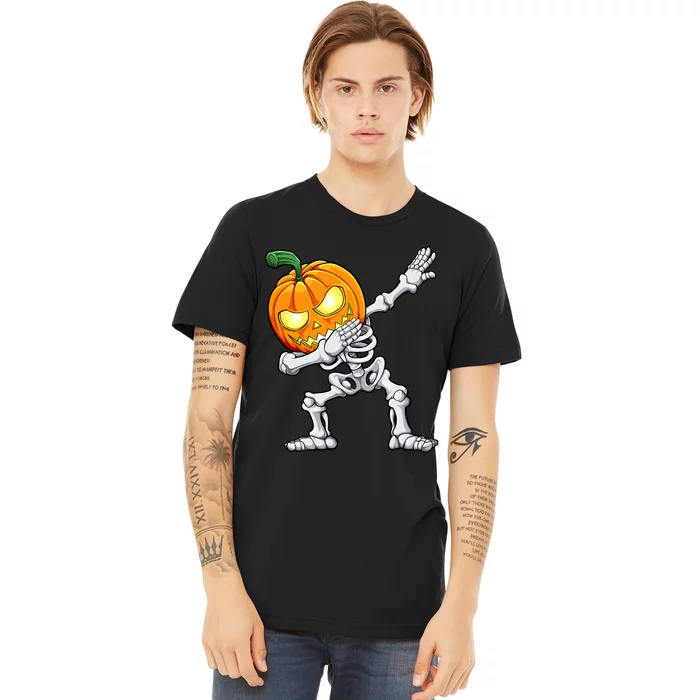 Halloween Boy Dabbing Skeleton Scary Pumpkin Jack O Lantern Premium T-Shirt