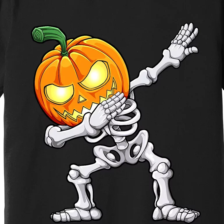 Halloween Boy Dabbing Skeleton Scary Pumpkin Jack O Lantern Premium T-Shirt