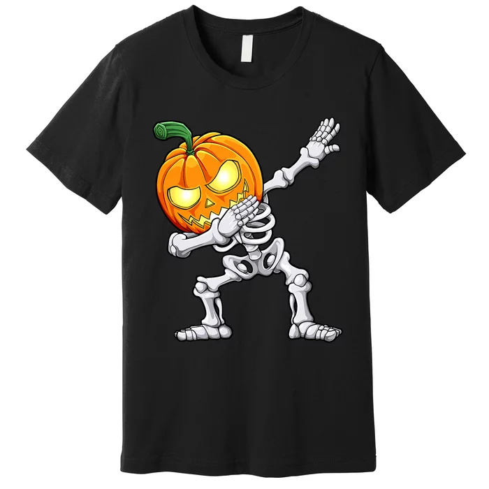 Halloween Boy Dabbing Skeleton Scary Pumpkin Jack O Lantern Premium T-Shirt