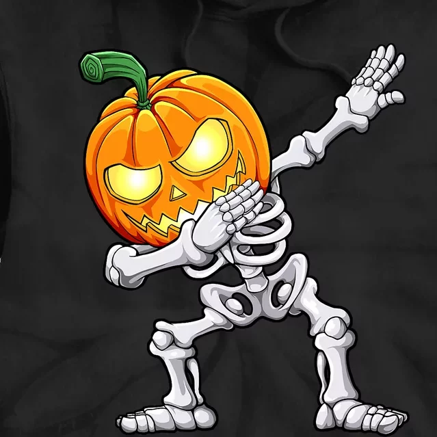 Halloween Boy Dabbing Skeleton Scary Pumpkin Jack O Lantern Tie Dye Hoodie