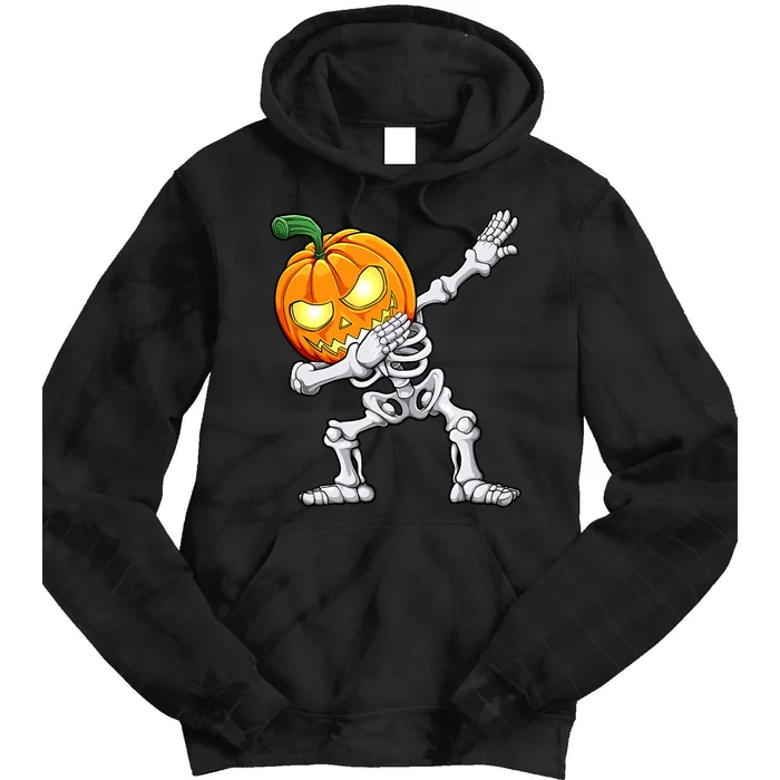 Halloween Boy Dabbing Skeleton Scary Pumpkin Jack O Lantern Tie Dye Hoodie