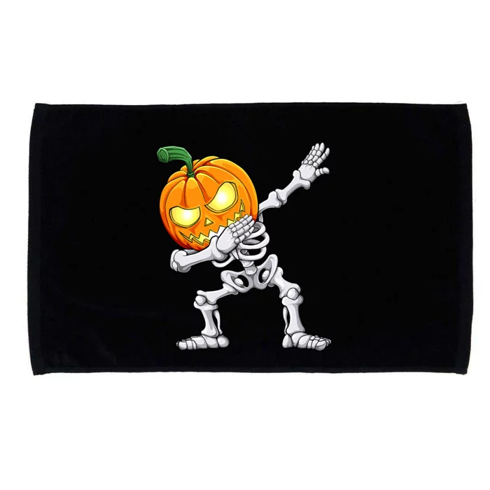 Halloween Boy Dabbing Skeleton Scary Pumpkin Jack O Lantern Microfiber Hand Towel