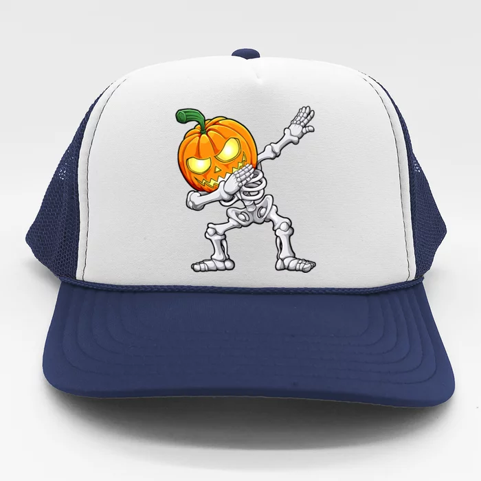 Halloween Boy Dabbing Skeleton Scary Pumpkin Jack O Lantern Trucker Hat