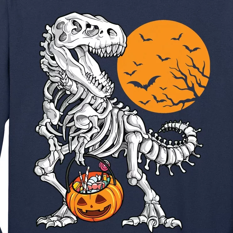 Halloween Boy Dinosaur Skeleton T Rex Scary Pumpkin Moon 5036 Tall Long Sleeve T-Shirt