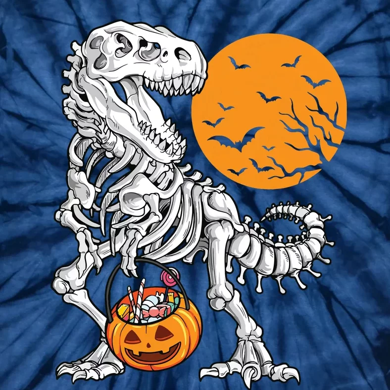 Halloween Boy Dinosaur Skeleton T Rex Scary Pumpkin Moon 5036 Tie-Dye T-Shirt