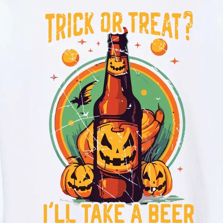 Halloween Beer Drinker Trick Or Treat Spooky Alcoholic Garment-Dyed Sweatshirt