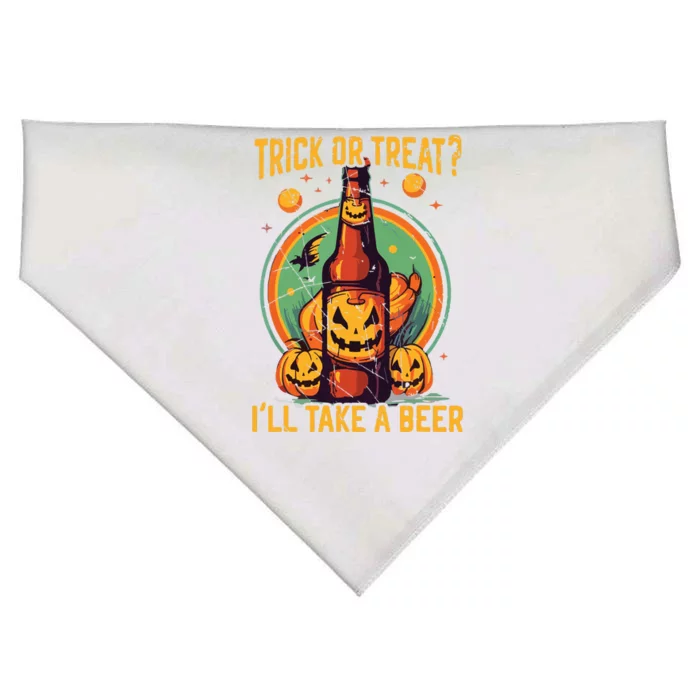 Halloween Beer Drinker Trick Or Treat Spooky Alcoholic USA-Made Doggie Bandana