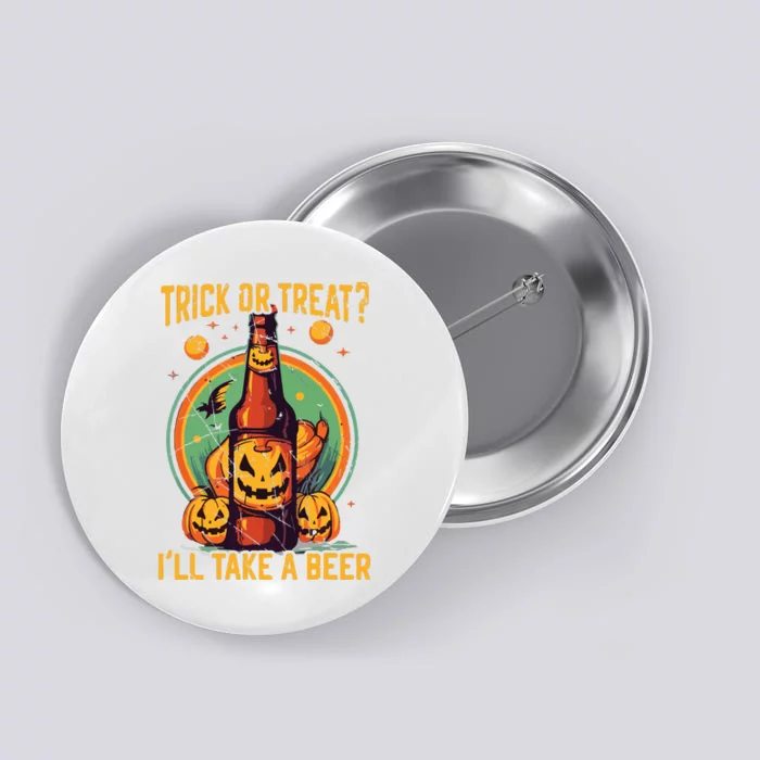 Halloween Beer Drinker Trick Or Treat Spooky Alcoholic Button