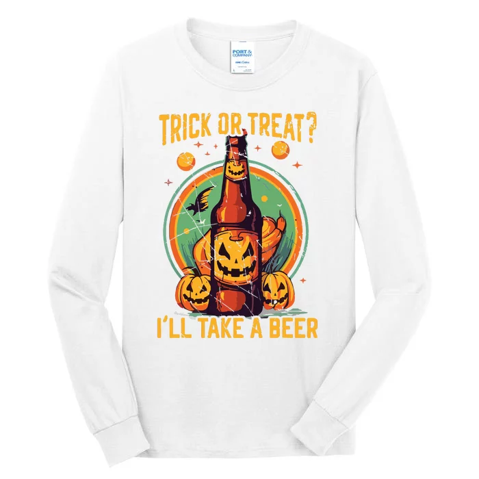 Halloween Beer Drinker Trick Or Treat Spooky Alcoholic Tall Long Sleeve T-Shirt