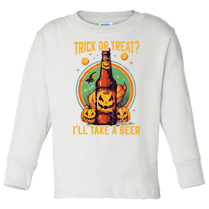 Halloween Beer Drinker Trick Or Treat Spooky Alcoholic Toddler Long Sleeve Shirt