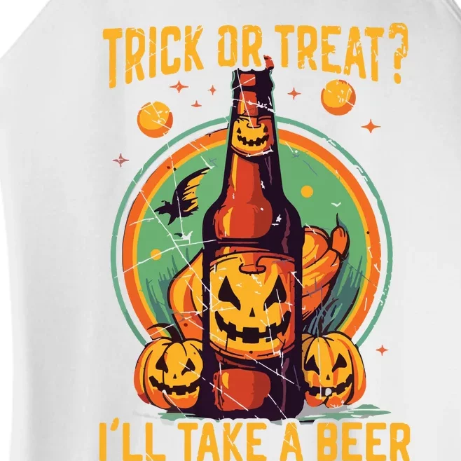 Halloween Beer Drinker Trick Or Treat Spooky Alcoholic Women’s Perfect Tri Rocker Tank