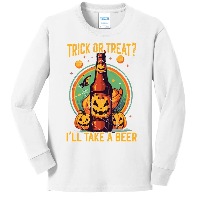 Halloween Beer Drinker Trick Or Treat Spooky Alcoholic Kids Long Sleeve Shirt