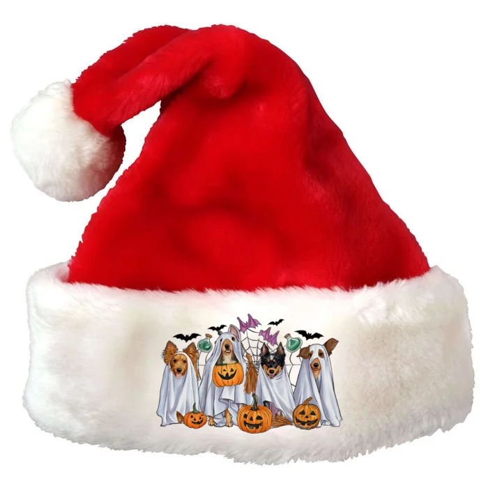 Halloween Boo Dogs Ghost Pumpkins Spooky Dog Lover Outfit Premium Christmas Santa Hat