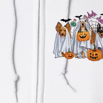 Halloween Boo Dogs Ghost Pumpkins Spooky Dog Lover Outfit Full Zip Hoodie