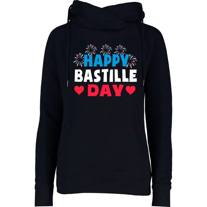 Happy Bastille Day July 14th France Fête Nationale Womens Funnel Neck Pullover Hood