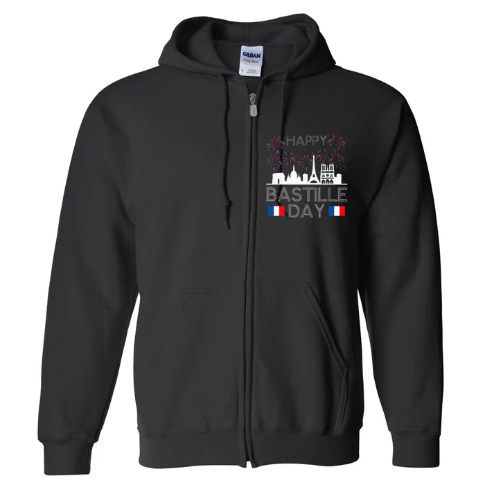 Happy Bastille Day France Paris French Flag Fireworks Full Zip Hoodie