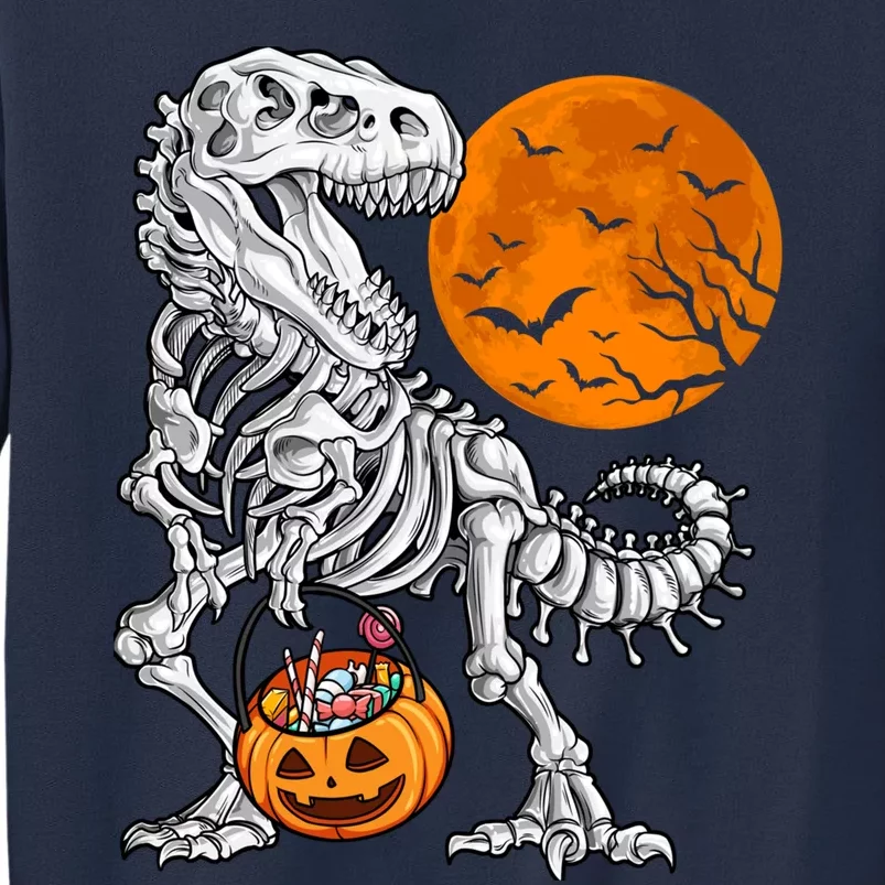 Halloween Boy Dinosaur Skeleton T Rex Scary Pumpkin Moon Sweatshirt