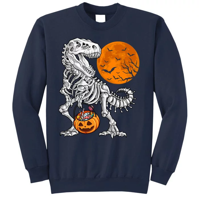 Halloween Boy Dinosaur Skeleton T Rex Scary Pumpkin Moon Sweatshirt