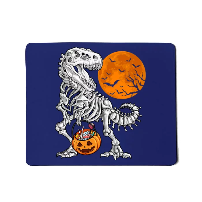 Halloween Boy Dinosaur Skeleton T Rex Scary Pumpkin Moon Mousepad