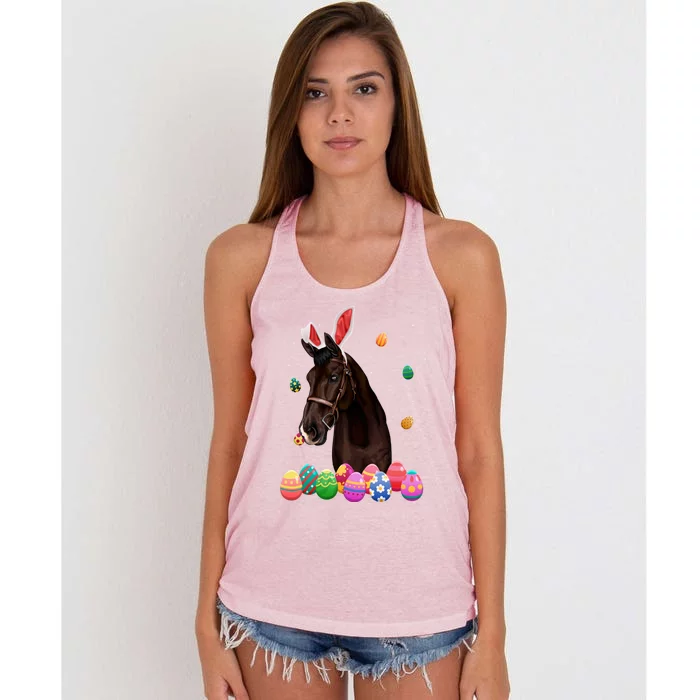 Horse Bunny Easter Funny Easter Day Horses Lovers Gift Women's Knotted Racerback Tank