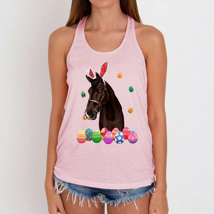 Horse Bunny Easter Funny Easter Day Horses Lovers Gift Women's Knotted Racerback Tank