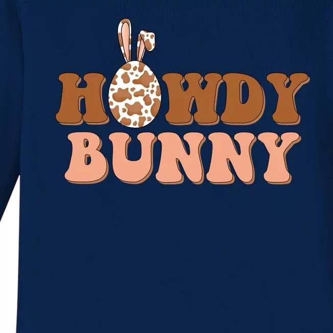 Howdy Bunny Easter Holiday Baby Long Sleeve Bodysuit