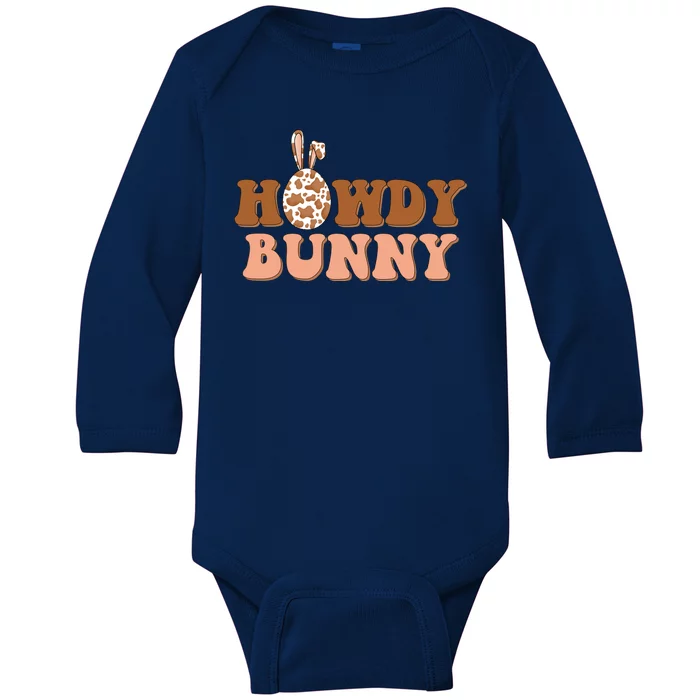 Howdy Bunny Easter Holiday Baby Long Sleeve Bodysuit