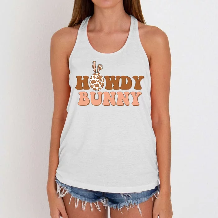 Howdy Bunny Easter Holiday Women's Knotted Racerback Tank