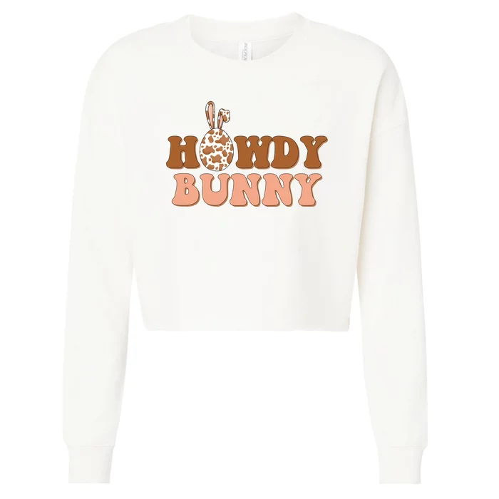 Howdy Bunny Easter Holiday Cropped Pullover Crew