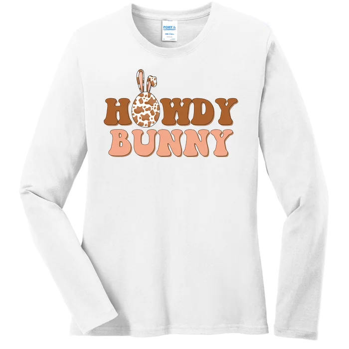 Howdy Bunny Easter Holiday Ladies Long Sleeve Shirt