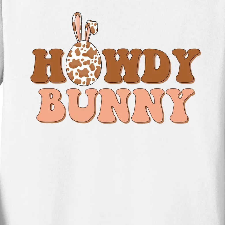 Howdy Bunny Easter Holiday Kids Long Sleeve Shirt