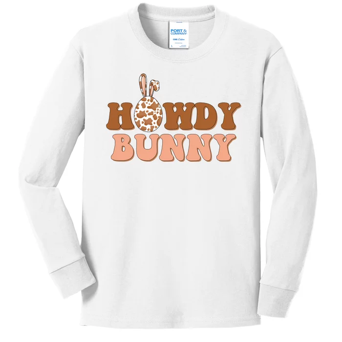 Howdy Bunny Easter Holiday Kids Long Sleeve Shirt