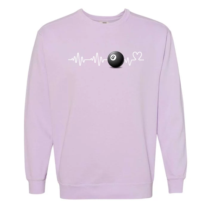 Heartbeat Billiard Eight Ball Funny 8ball Player Gift Cute Gift Garment-Dyed Sweatshirt