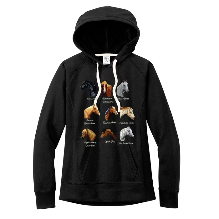 Horse Breeds Equestrian Horseback Riding Gift Women's Fleece Hoodie