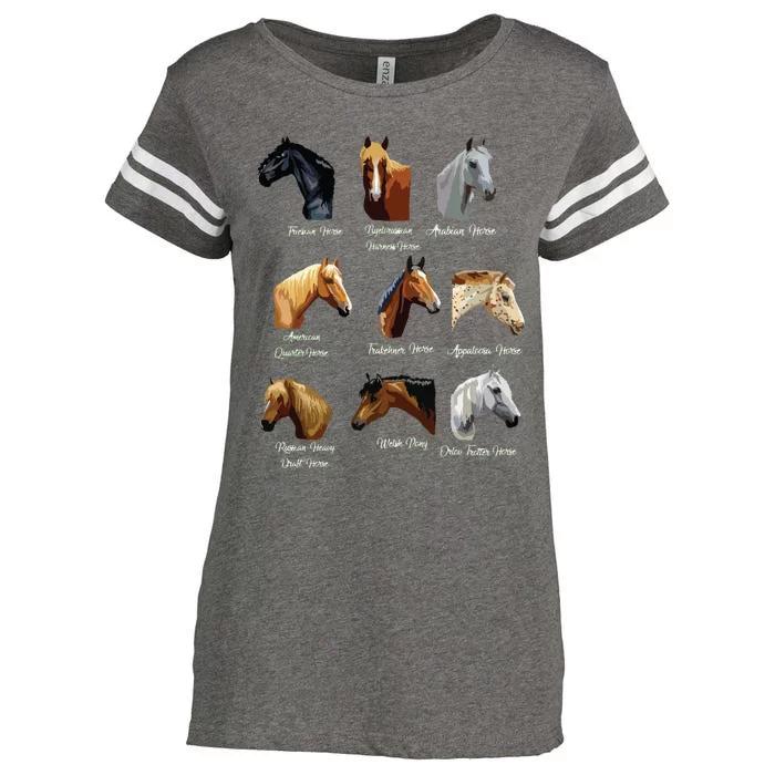 Horse Breeds Equestrian Horseback Riding Gift Enza Ladies Jersey Football T-Shirt