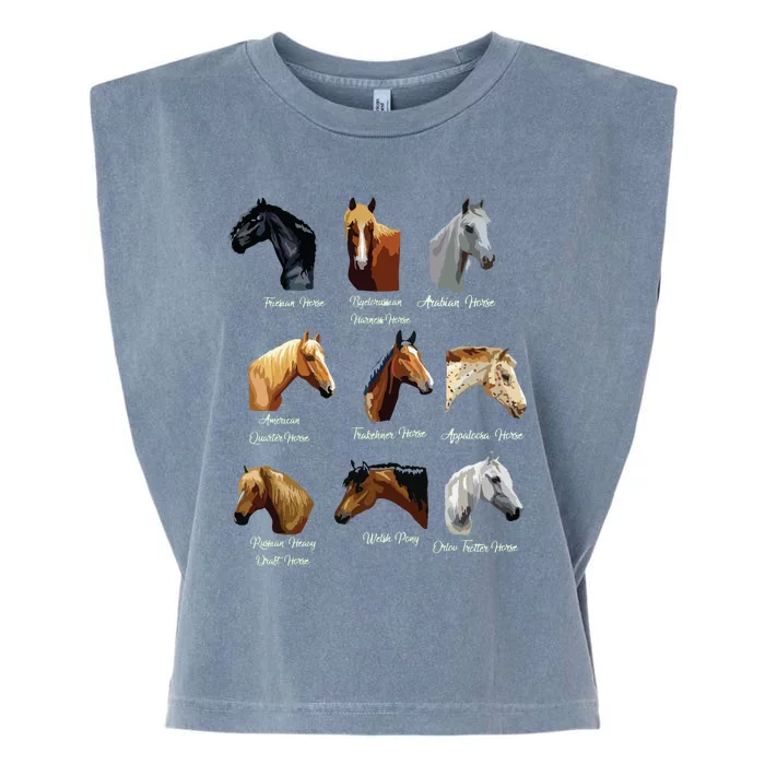 Horse Breeds Equestrian Horseback Riding Gift Garment-Dyed Women's Muscle Tee