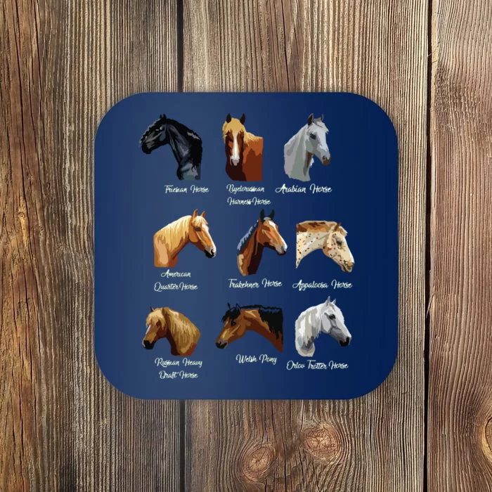 Horse Breeds Equestrian Horseback Riding Gift Coaster