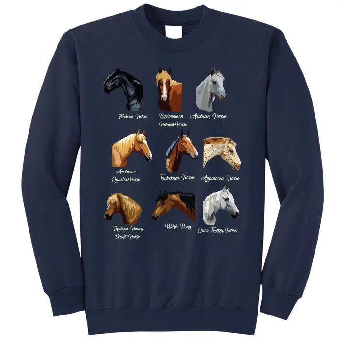 Horse Breeds Equestrian Horseback Riding Gift Tall Sweatshirt