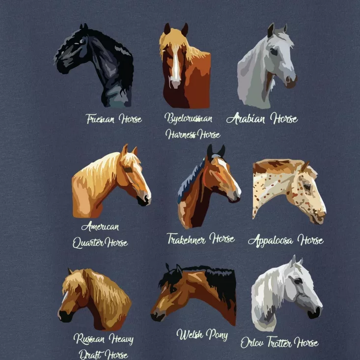 Horse Breeds Equestrian Horseback Riding Gift Toddler T-Shirt