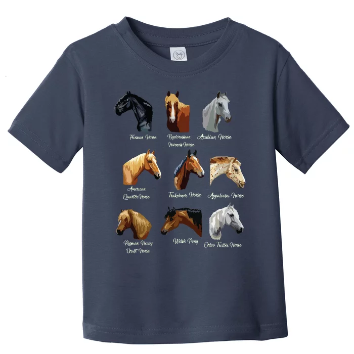 Horse Breeds Equestrian Horseback Riding Gift Toddler T-Shirt