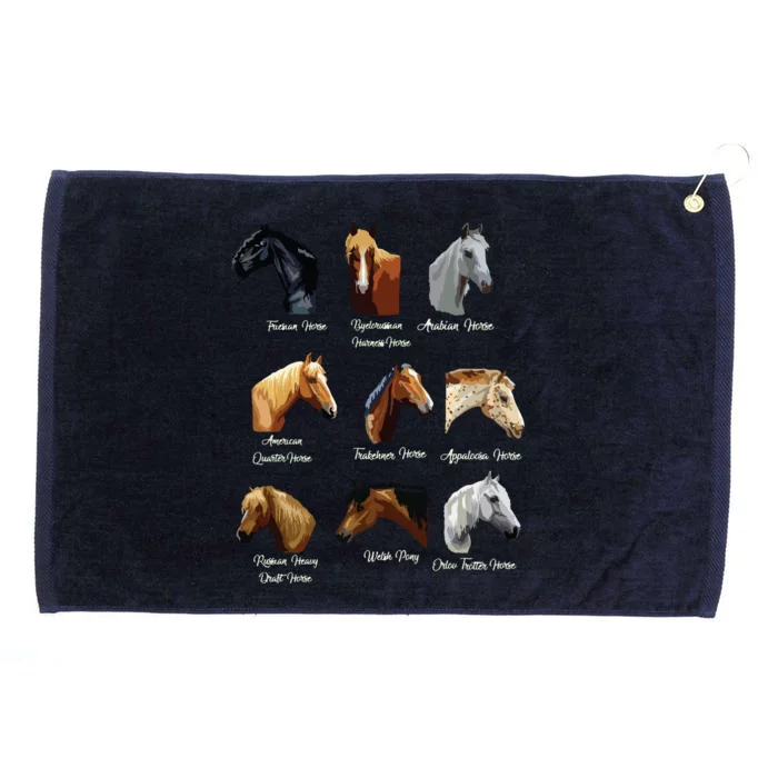 Horse Breeds Equestrian Horseback Riding Gift Grommeted Golf Towel