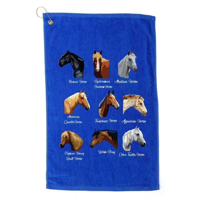 Horse Breeds Equestrian Horseback Riding Gift Platinum Collection Golf Towel