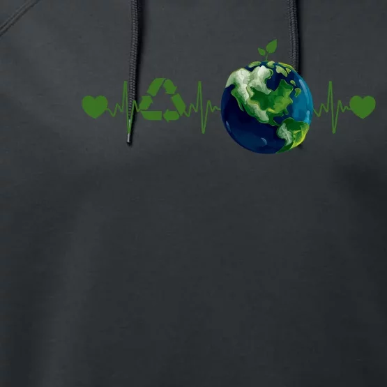 Heart Beat Earth Day Recycle Love Earth Day Anniversary 2024 Performance Fleece Hoodie