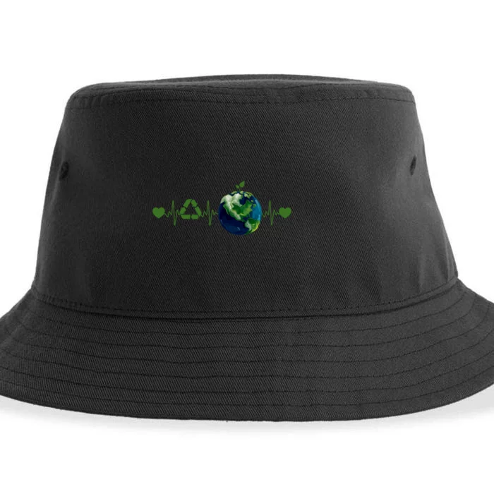 Heart Beat Earth Day Recycle Love Earth Day Anniversary 2024 Sustainable Bucket Hat